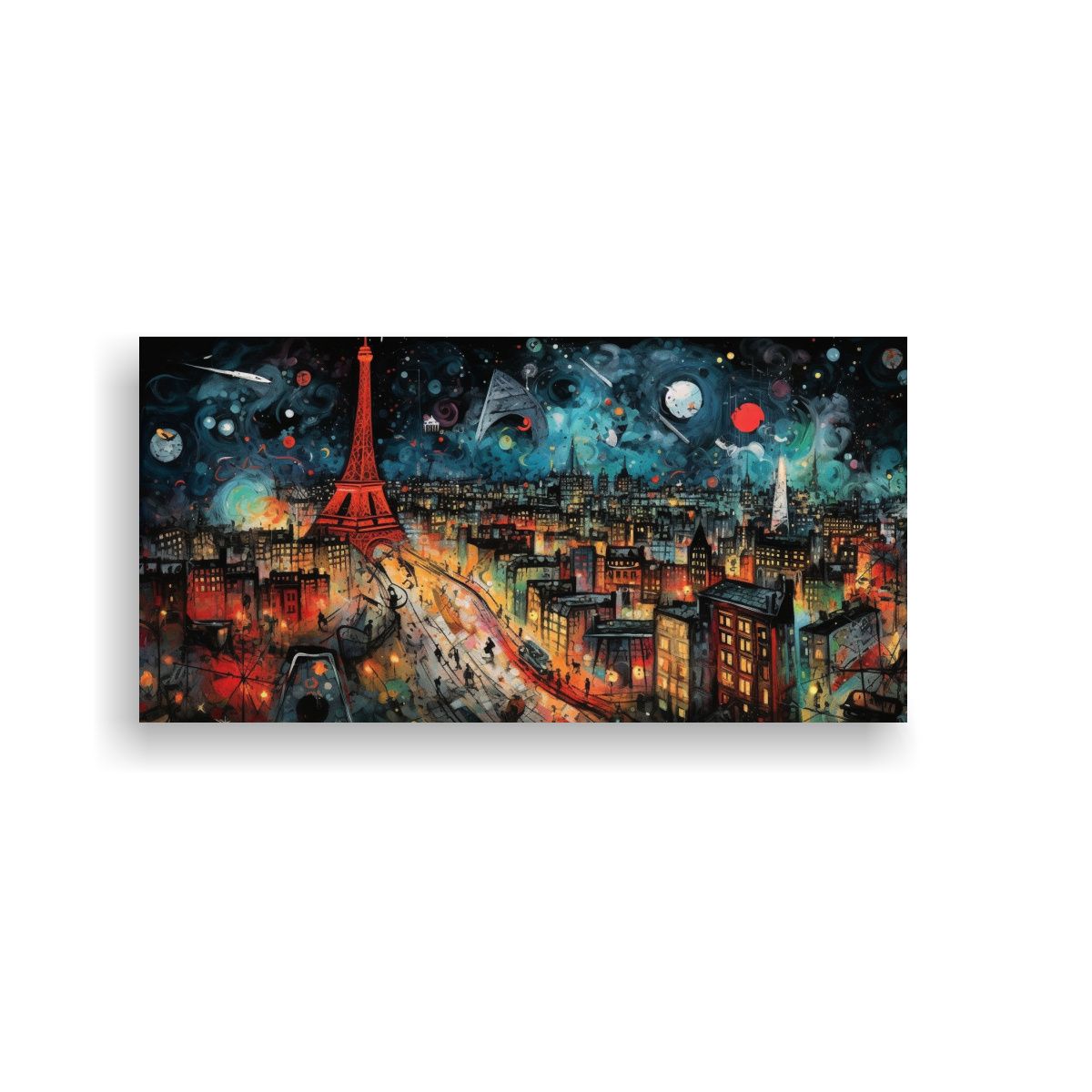 GENERICO - Lienzo Venta Minimalista París Nocturno Con 80x40 Cm