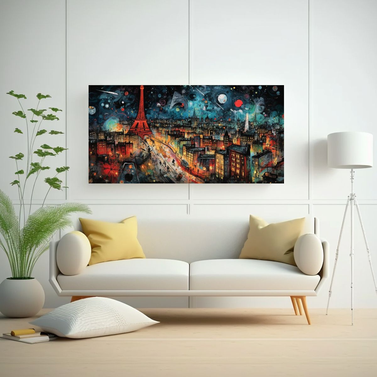 GENERICO - Lienzo Venta Minimalista París Nocturno Con 80x40 Cm