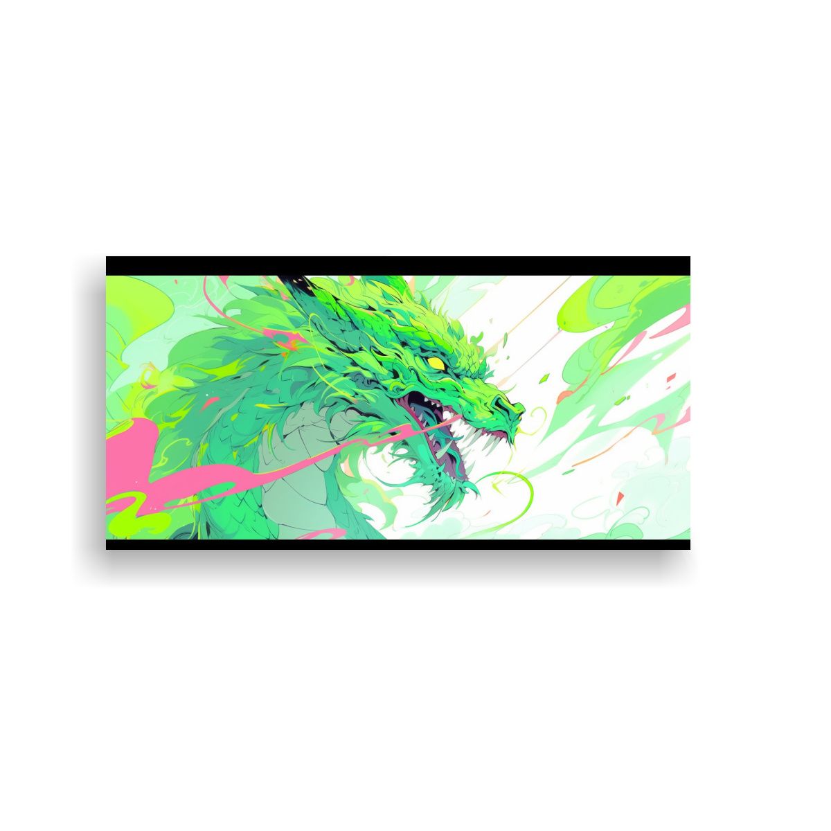 GENERICO - Cuadro Vintage Con Dragón En Tonos Pastel Y 100x50 Cm