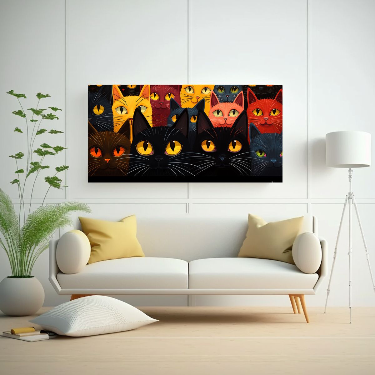 GENERICO - Cuadros Decorativos Con Gatos En Movimiento Y 80x40 Cm