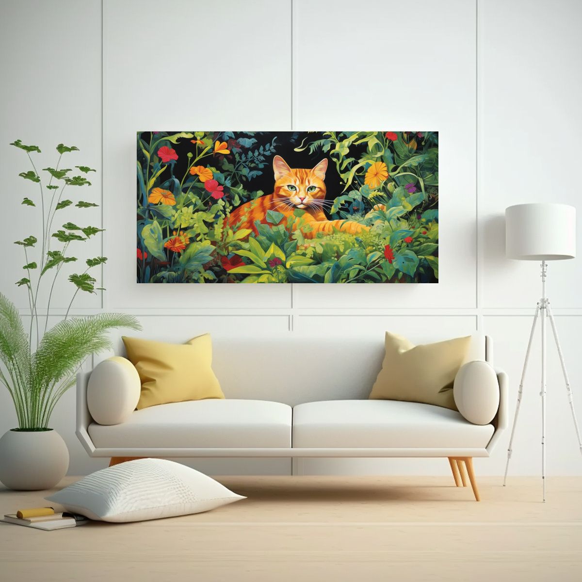 GENERICO - Cuadro De Decoración Gato Ebrio De Jengibre En 100x50 Cm