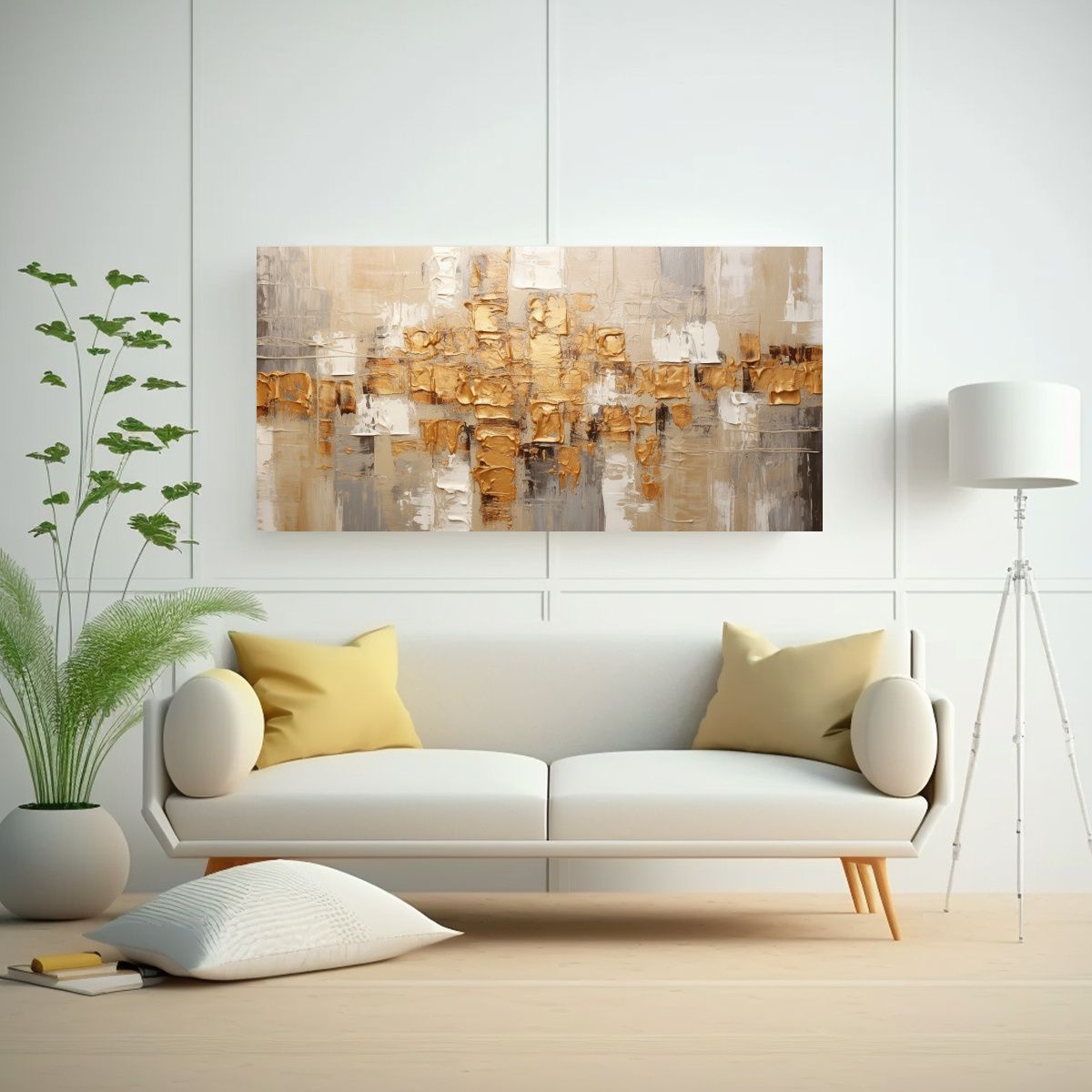 GENERICO - Pintura Moderna En Tonos Dorados Y Marrones Para 60x30 Cm