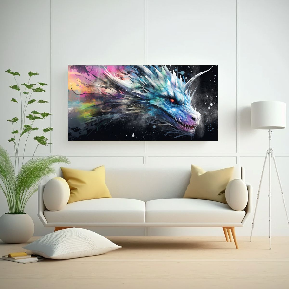 GENERICO - Pintura De Dragón En Colores Pastel Y Acuarelas 60x30 Cm