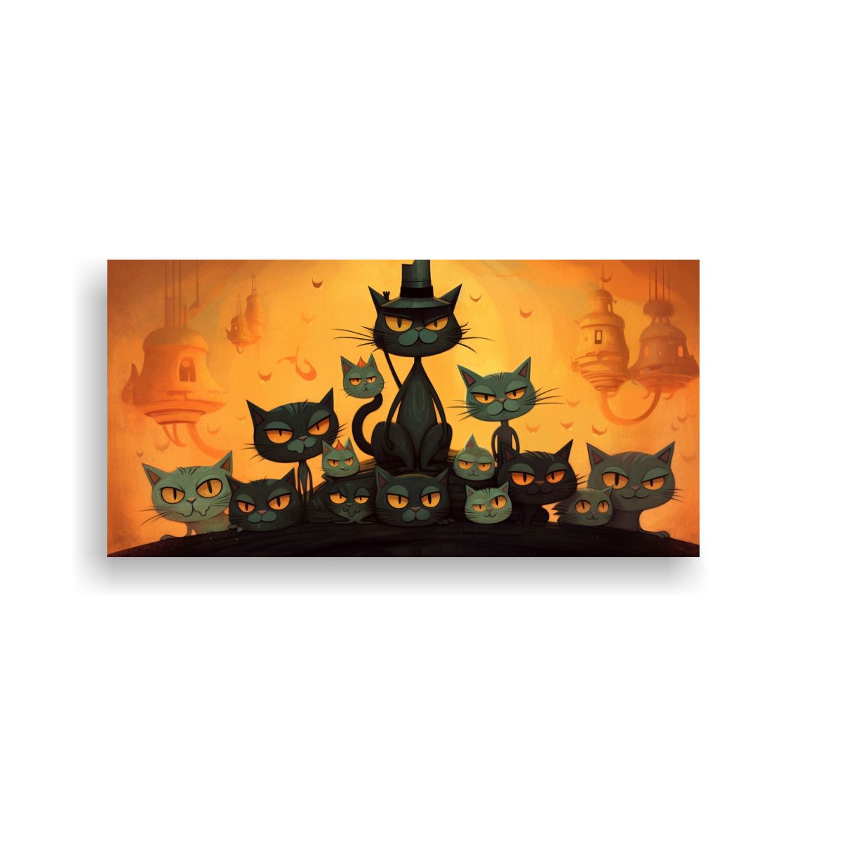 GENERICO - Pinturas De Decoración Con Gatos Negros 100x50 Cm