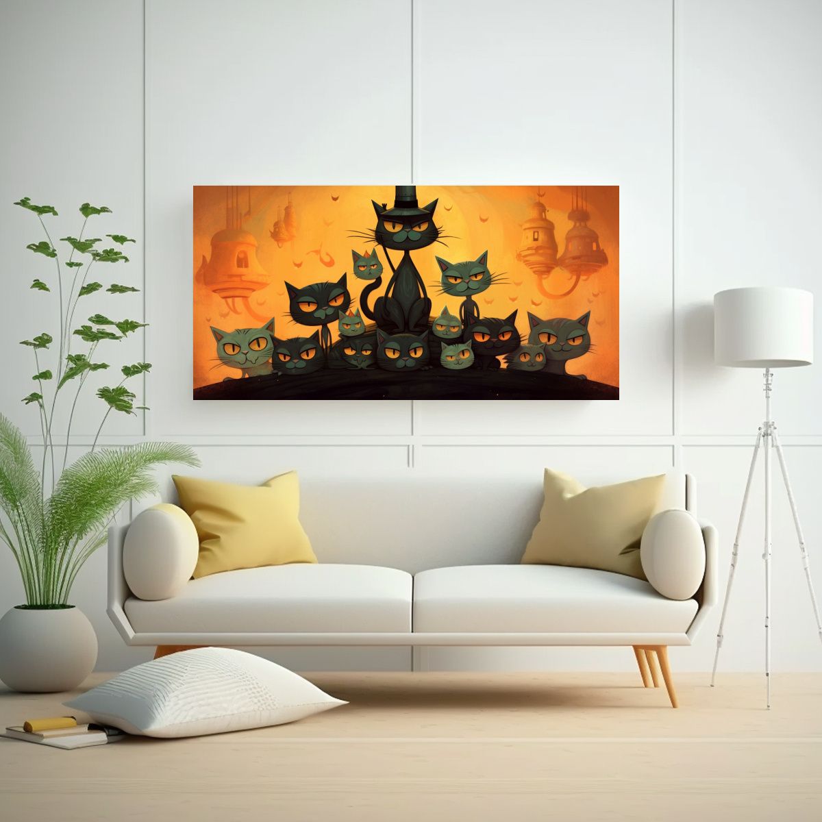 GENERICO - Pinturas De Decoración Con Gatos Negros 100x50 Cm