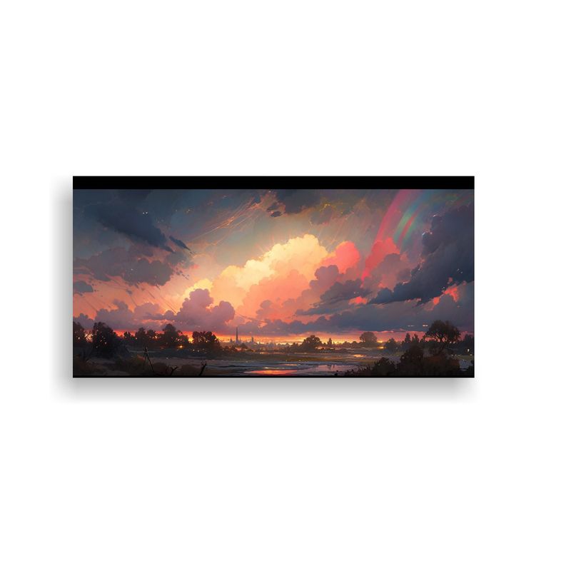GENERICO - Pintura Abstracta Pared Amanecer Arcoíris Y 100x50 Cm