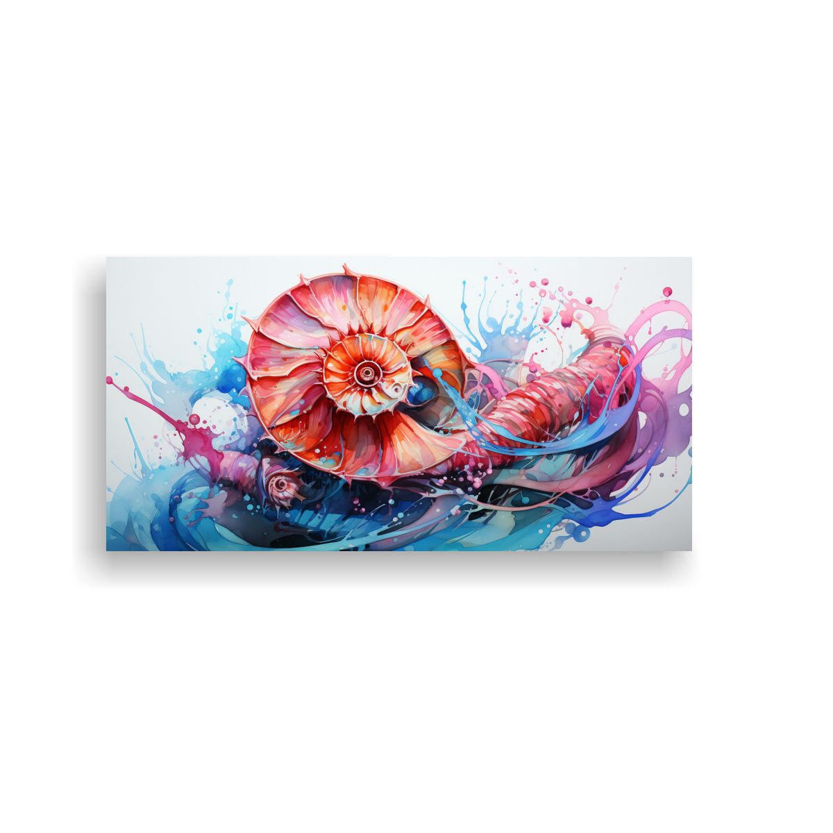 GENERICO - Pintura De Nautilus En Acuarelas Y Tonos Rosados 80x40 Cm