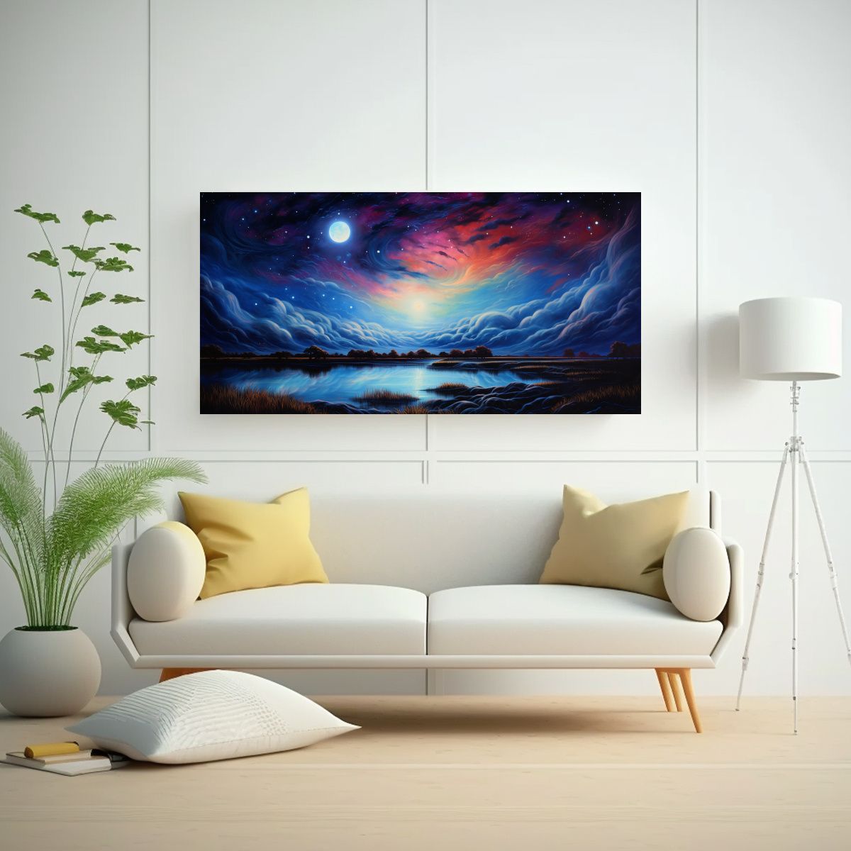 GENERICO - Pintura Abstracta De Un Cielo Nocturno Con 100x50 Cm