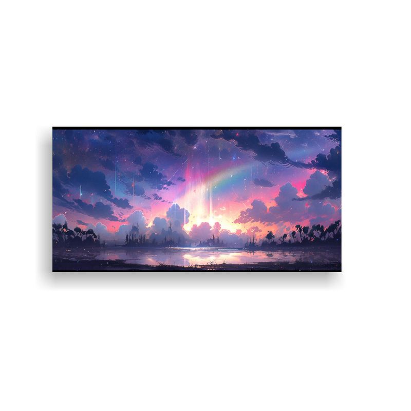 GENERICO - Pintura Abstracta Urbana De Lienzo Con Cielo 80x40 Cm