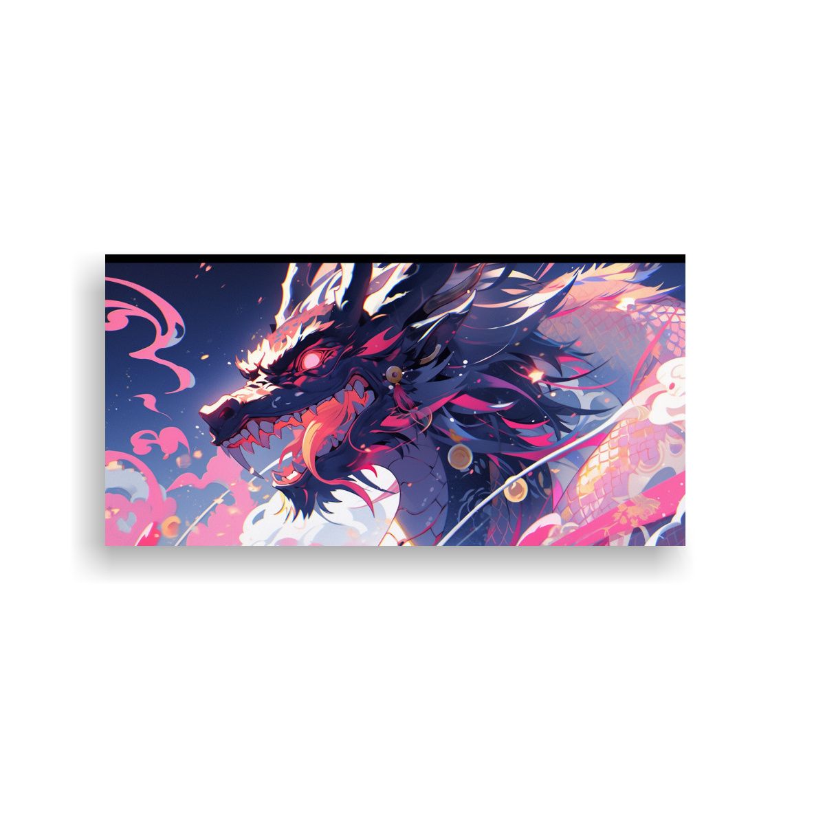 GENERICO - Fotografía Arte Abstracto Dragón En Tonos Rosa 100x50 Cm