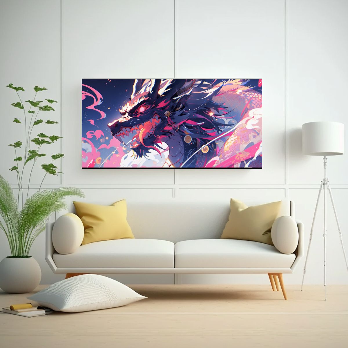 GENERICO - Fotografía Arte Abstracto Dragón En Tonos Rosa 100x50 Cm