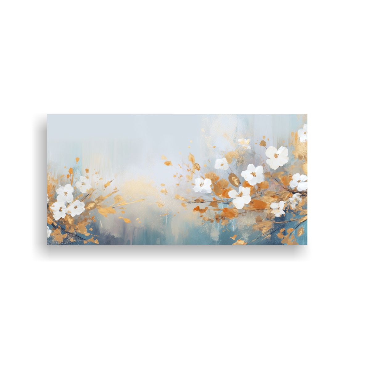 GENERICO - Pinturas Abstractas Florales Intensas En Oro Y 80x40 Cm