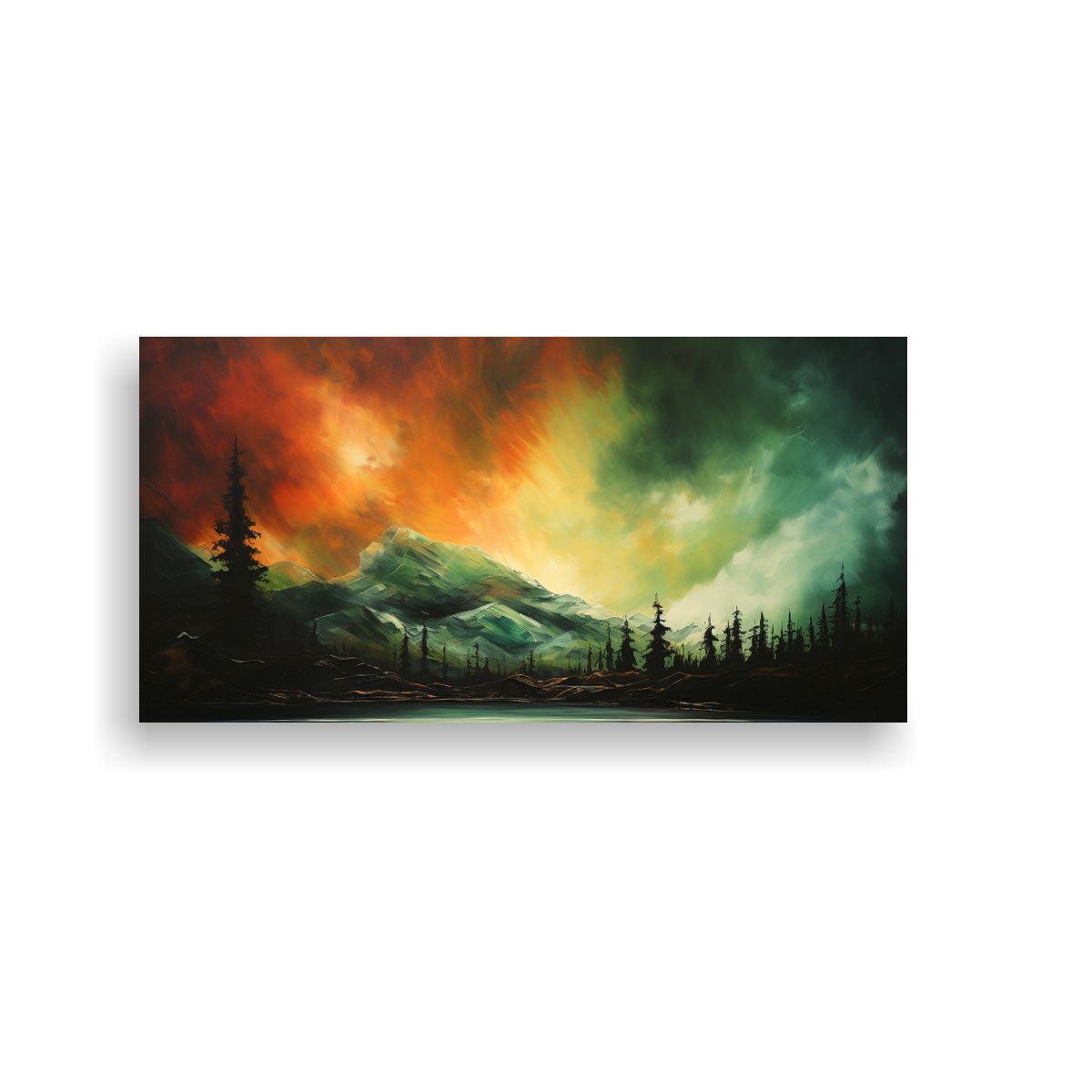 GENERICO - Cuadro Abstracto De Sala Aurora Boreal Con Tonos 60x30 Cm