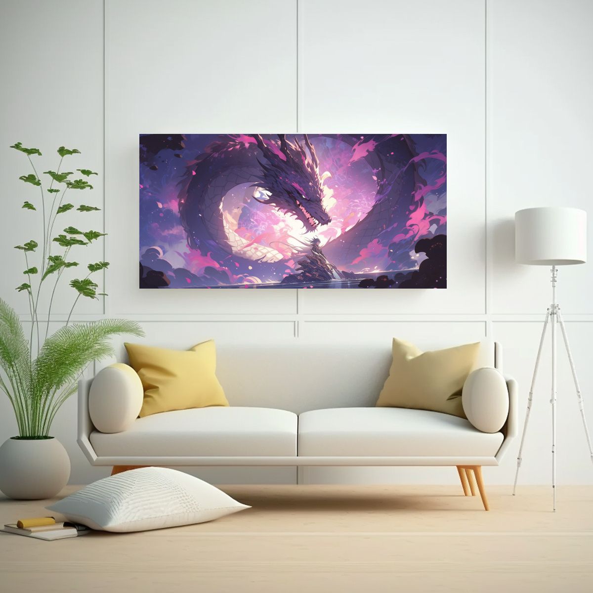 GENERICO - Pinturas Decorativas De Dragón En Tonos Morado Y 100x50 Cm