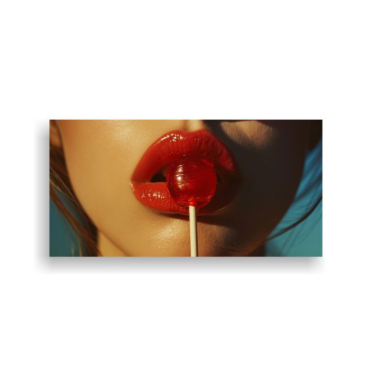 GENERICO - Detallado Bodegón De Labios Comiendo Piruleta Y 100x50 Cm