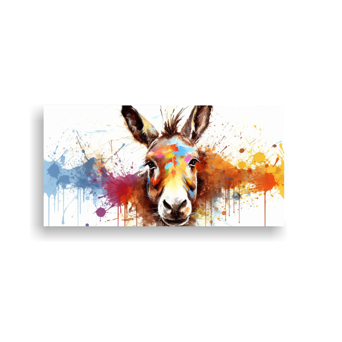 GENERICO - Cuadro Colorido Estilo Acuarela Burro 21 60x30 Cm