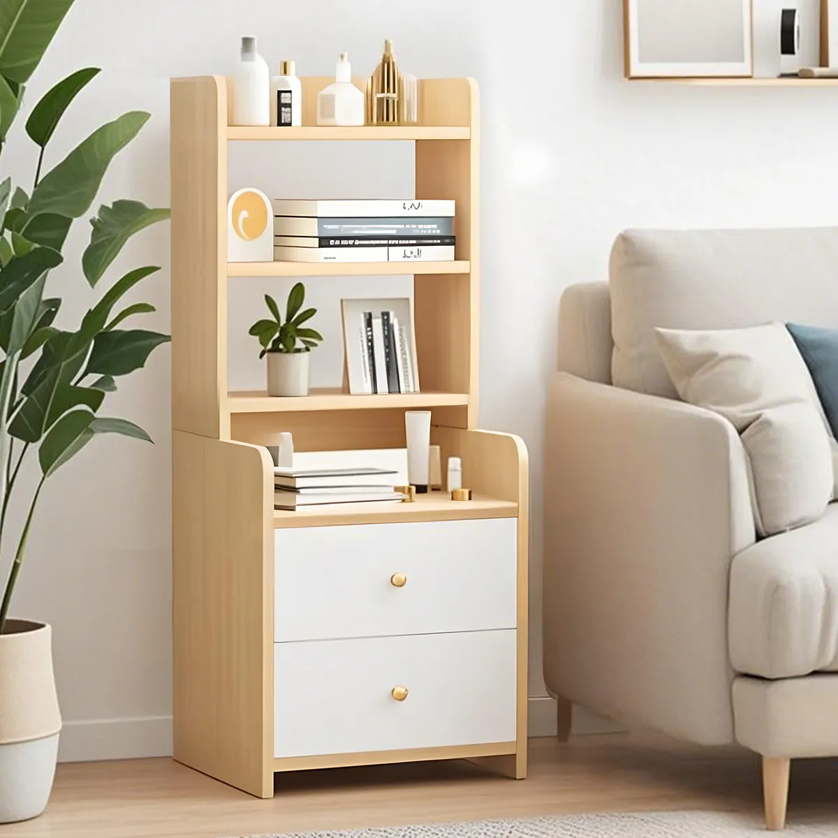 ROHE - Velador De 3 Niveles Con 2 Cajones 100cm De Alto