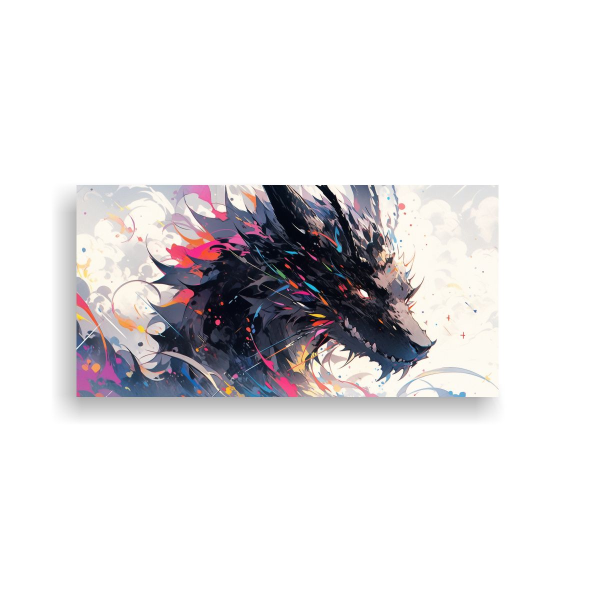 GENERICO - Cuadro Moderno Dragon En Colores Arcoíris Y 60x30 Cm