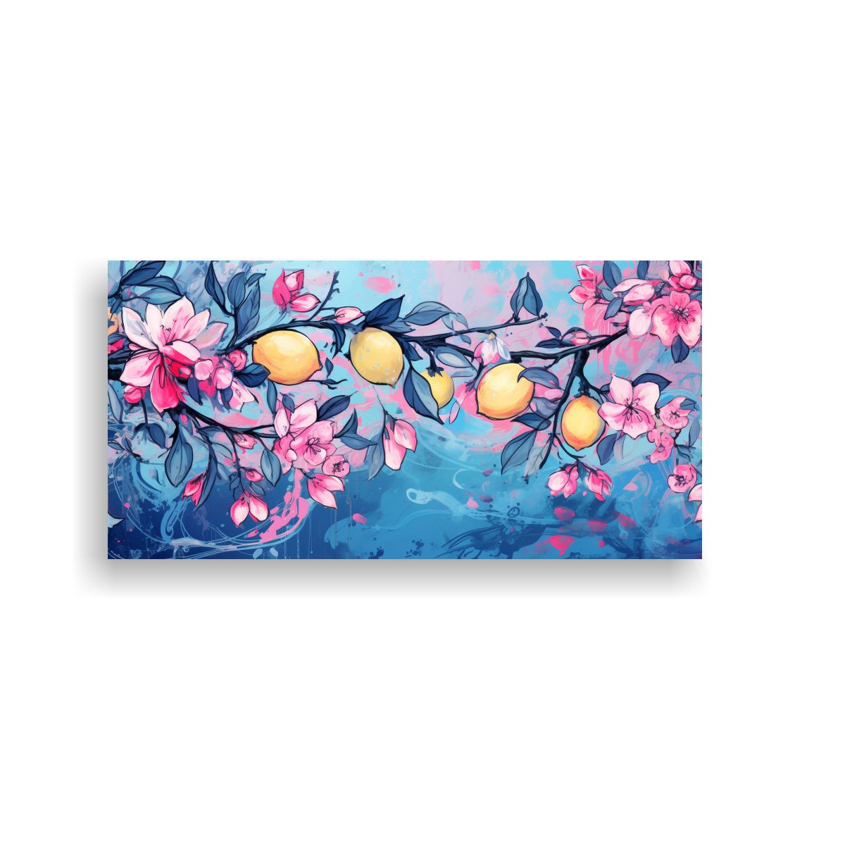GENERICO - Cuadro Horizontal Multicolor Limonero En Tonos 80x40 Cm