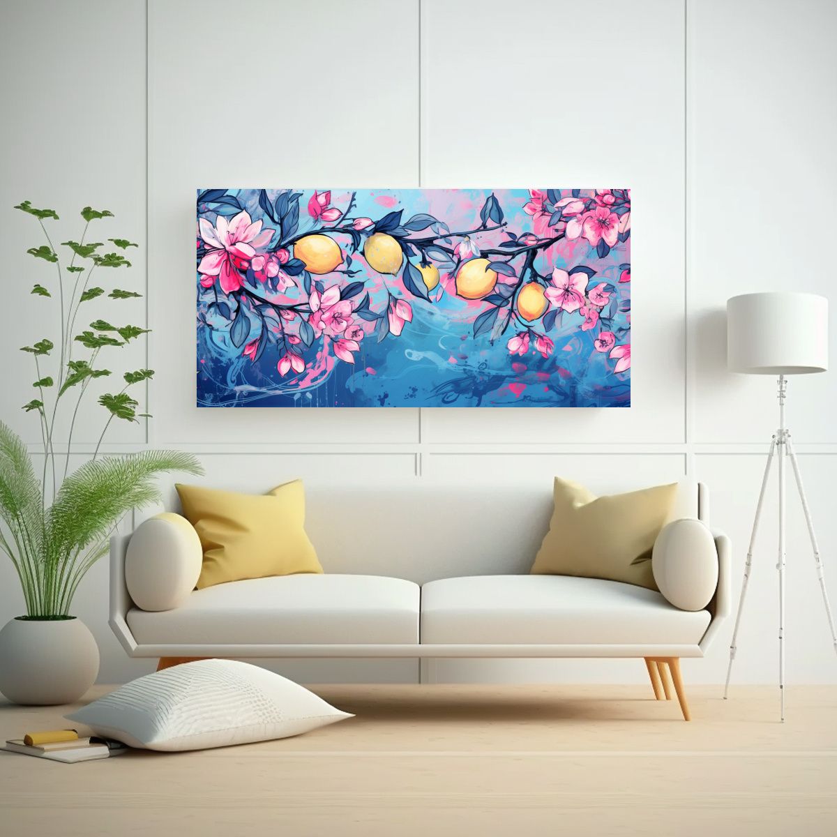 GENERICO - Cuadro Horizontal Multicolor Limonero En Tonos 80x40 Cm