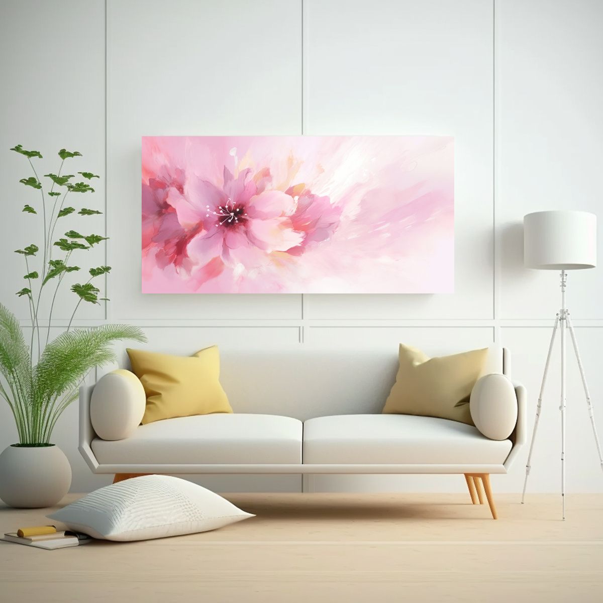 GENERICO - Pintura Floral Abstracta En Rosa Impresionista 80x40 Cm