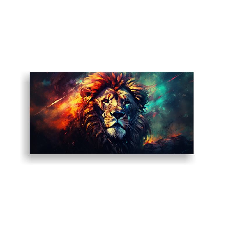 GENERICO - Pintura Colorida De Un León En Acuarela Estilo 21 100x50 Cm