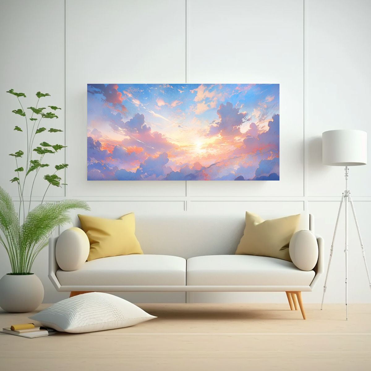 GENERICO - Pintura Abstracta Amanecer En Acuarelas 80x40 Cm