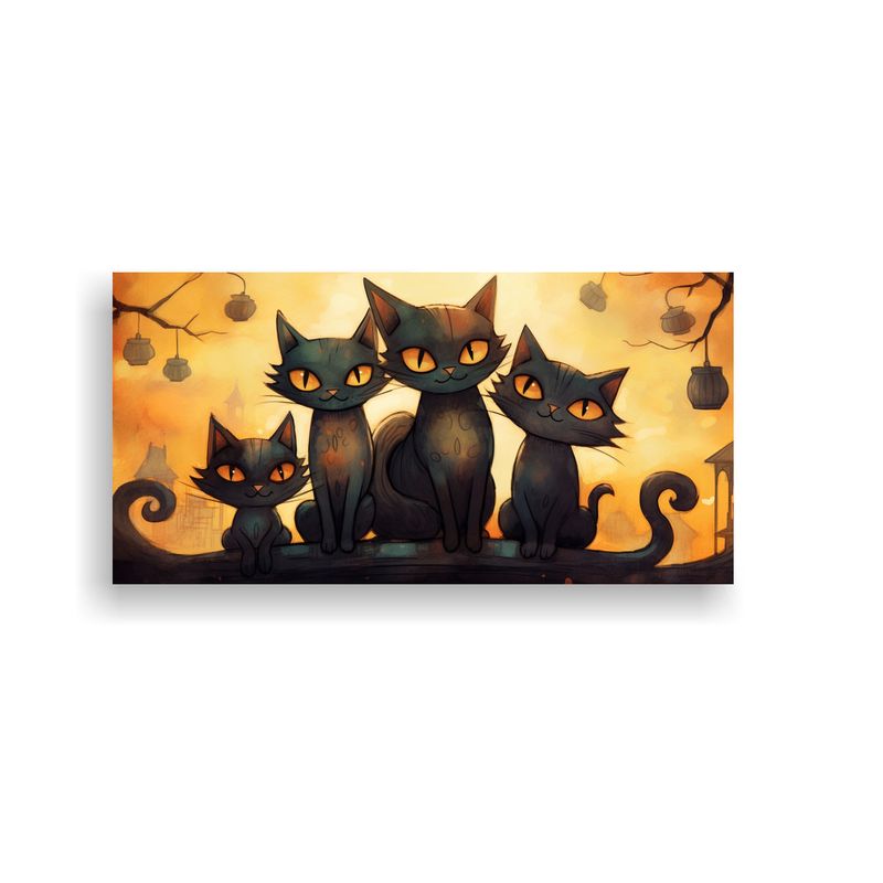 GENERICO - Cuadro Abstracto De Gatos Negros Sobre Una Pila 100x50 Cm