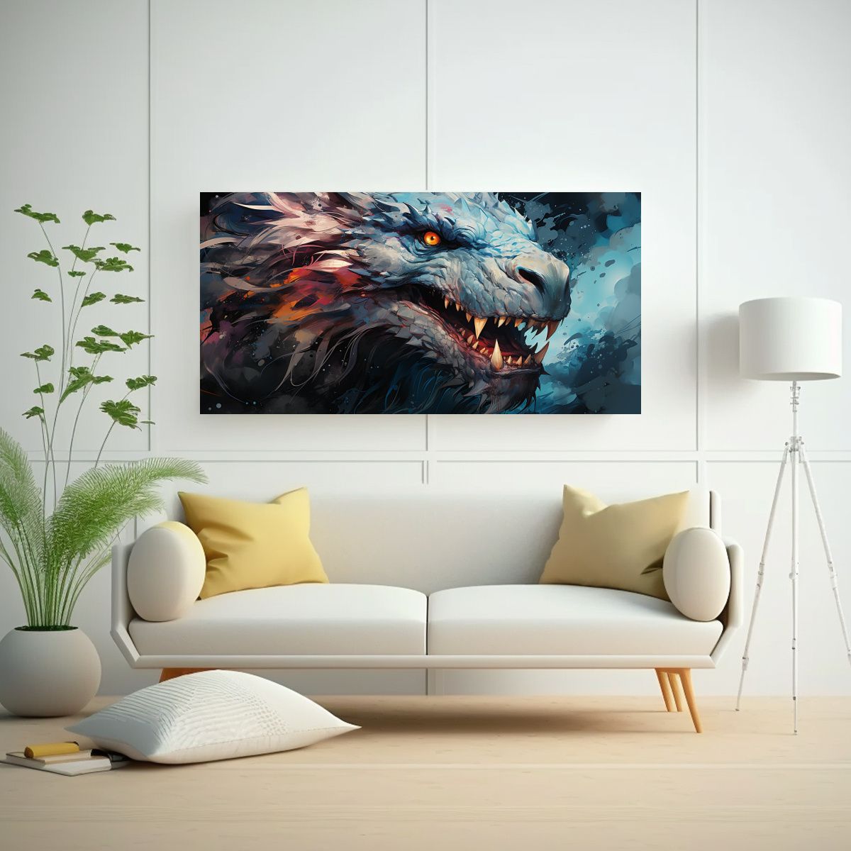 GENERICO - Pinturas De Arte Artesanal Calidad Dragón Azul 100x50 Cm