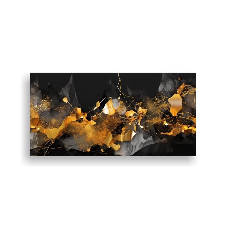 GENERICO - Cuadro Abstracto Moderno En Negro Y Dorado Para 80x40 Cm