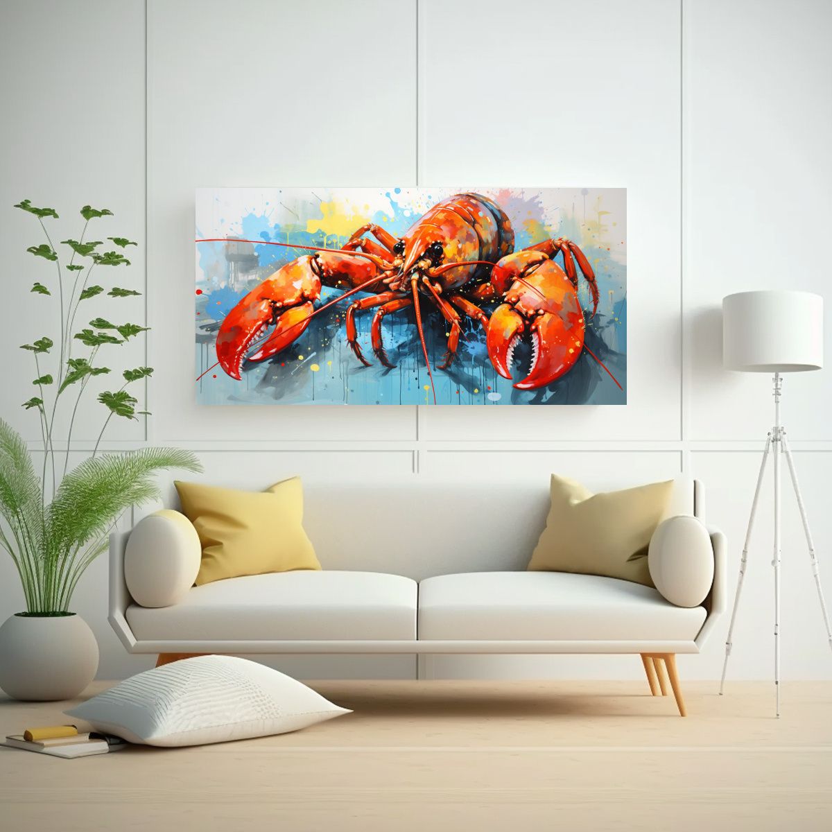 GENERICO - Cuadro De Tela Impreso De Langosta En Colores 60x30 Cm