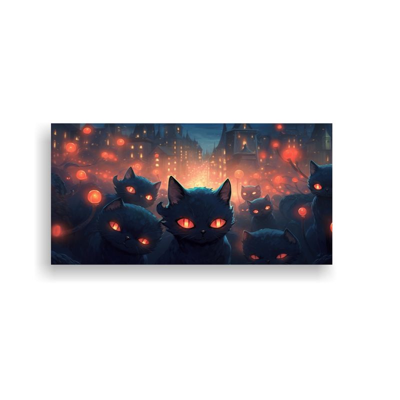 GENERICO - Cuadros Decorativos De Tela Con Gatos Negros De 80x40 Cm