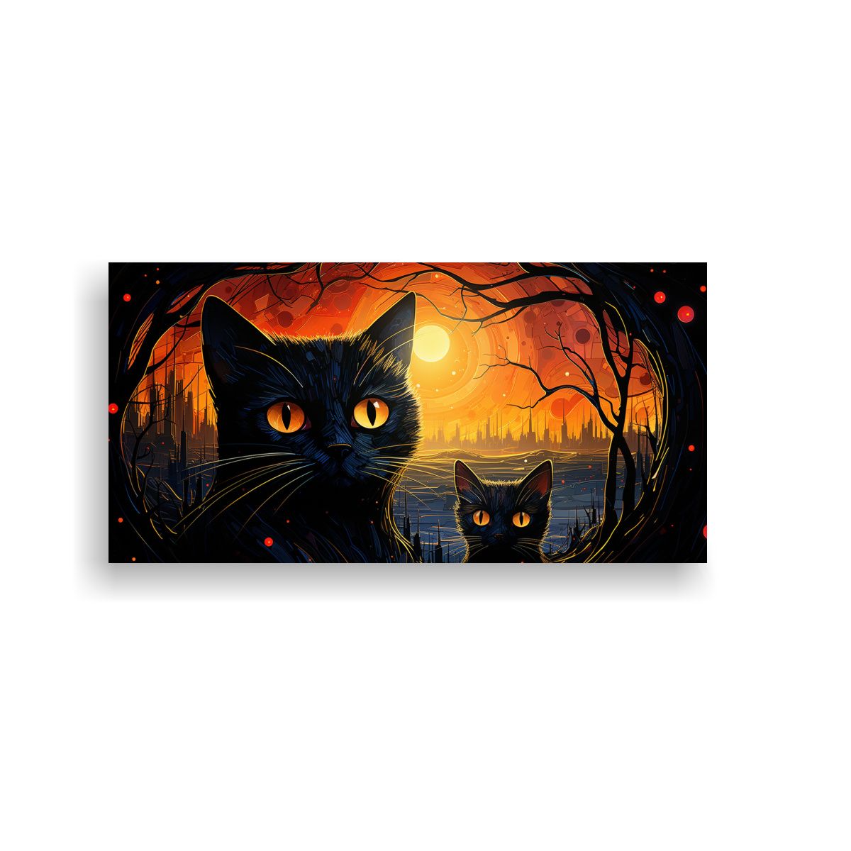 GENERICO - Cuadros Decorativos De Gatos Negros Con Ojos 100x50 Cm