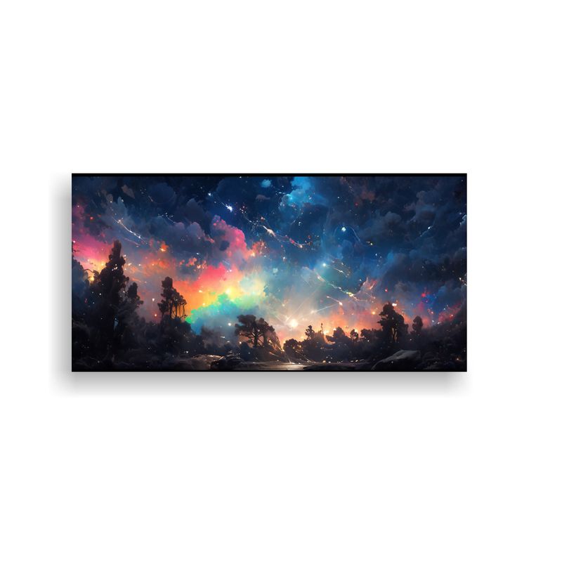 GENERICO - Cuadro Tela Bastidor Inspirador Noche Arcoíris 80x40 Cm