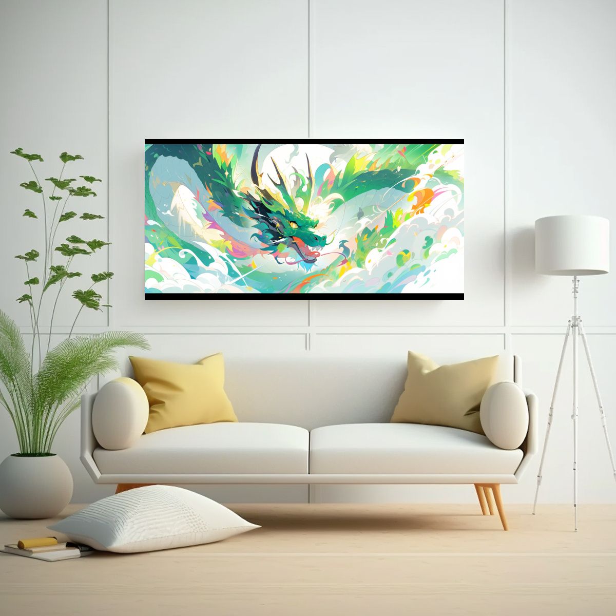 GENERICO - Cuadro Vanguardia Dragón En Colores Arcoíris Y 100x50 Cm