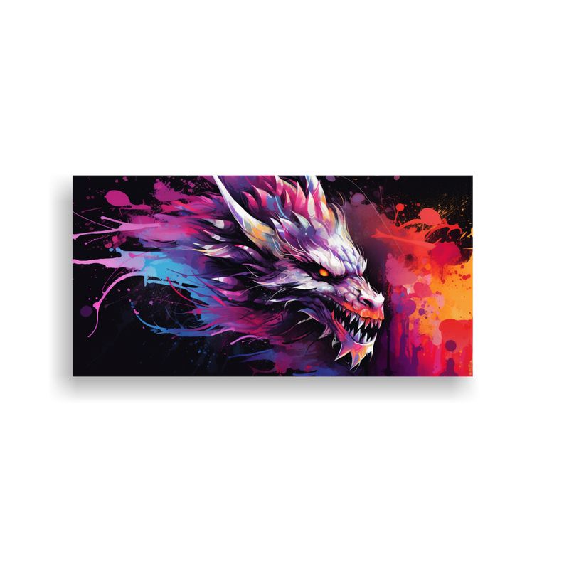 GENERICO - Lienzo Impactante Dragón En Colores Arcoíris Y 60x30 Cm