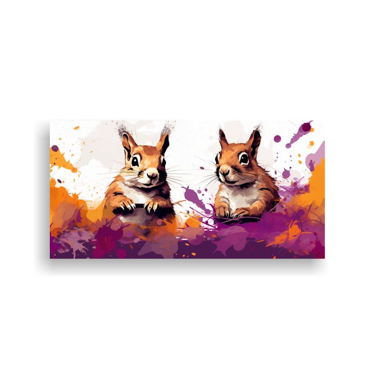 GENERICO - Cuadros Decorativos De Ardillas En Violeta Y 80x40 Cm