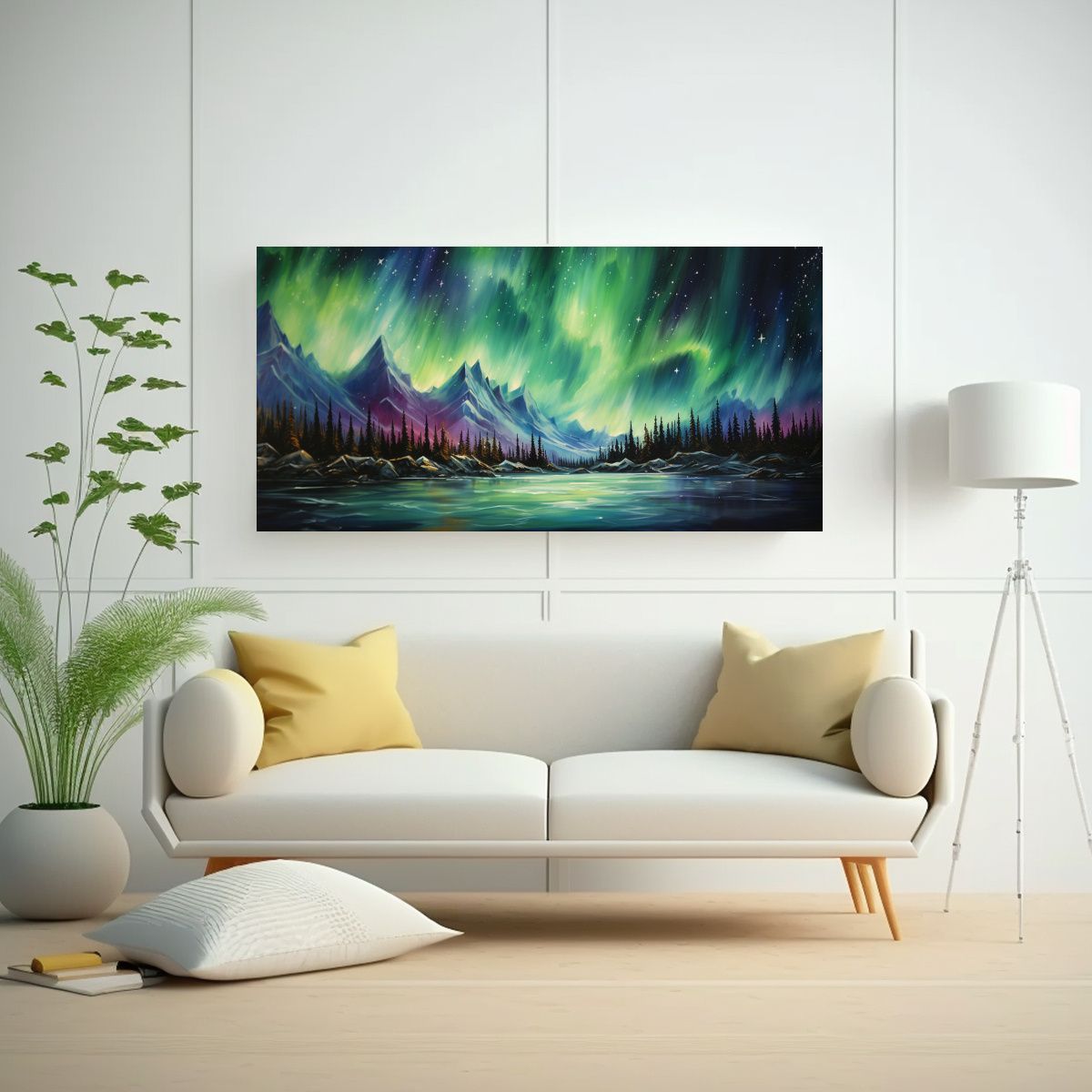 GENERICO - Pintura Abstracta De Northern Lights Con Colores 60x30 Cm