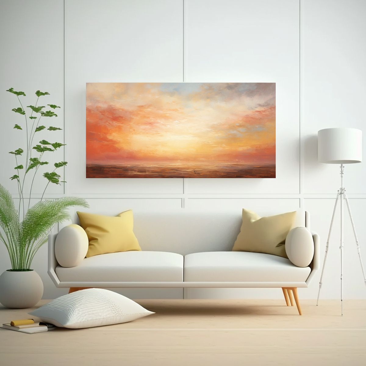 GENERICO - Pinturas Abstractas De Amaneceres Y Atardeceres 100x50 Cm