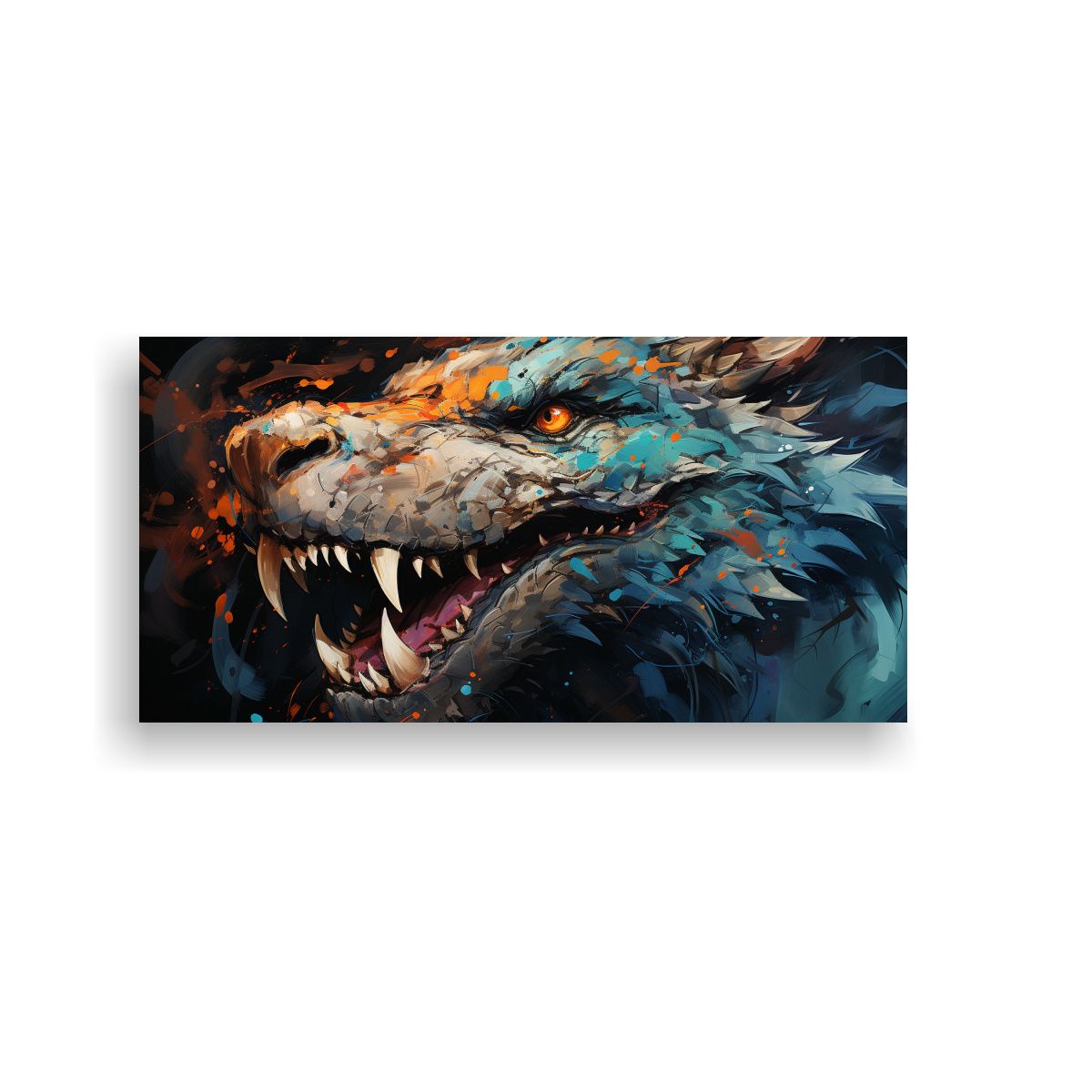 GENERICO - Cuadro Impreso Visión De Dragón En Tonos 80x40 Cm