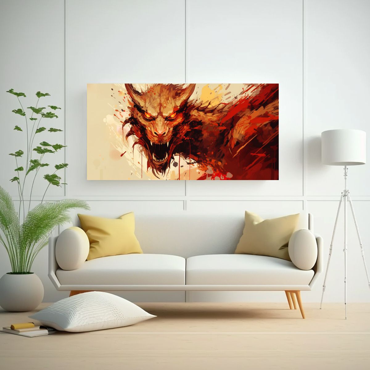 GENERICO - Pintura Estética De Dragón En Tonos Marrón Y 100x50 Cm