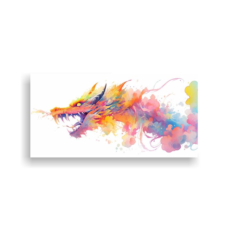 GENERICO - Arte De Pared Dragon En Arcoíris Y Acuarelas 80x40 Cm