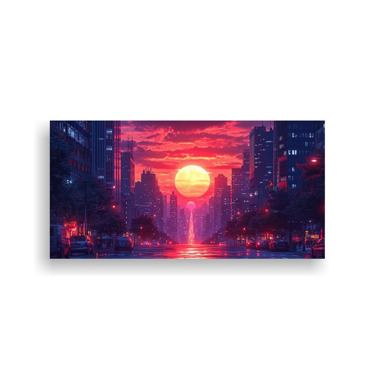 GENERICO - Cuadro Decorativo Ciudad Al Atardecer En Estilo 60x30 Cm