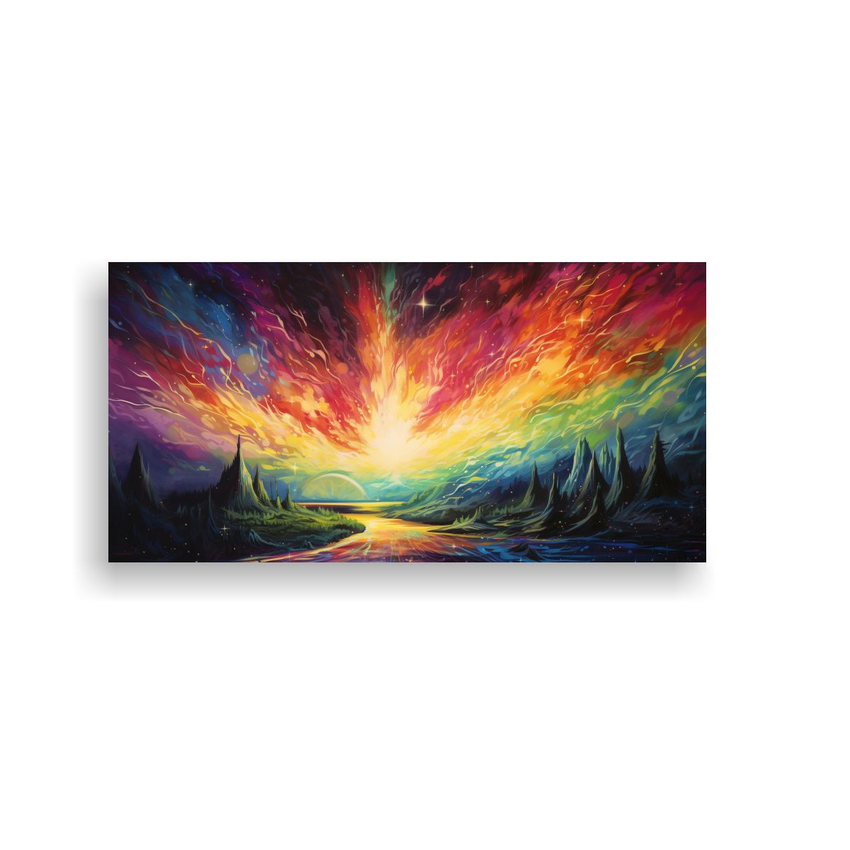 GENERICO - Cuadro Abstracto Intensidad Aurora Boreal Con 100x50 Cm