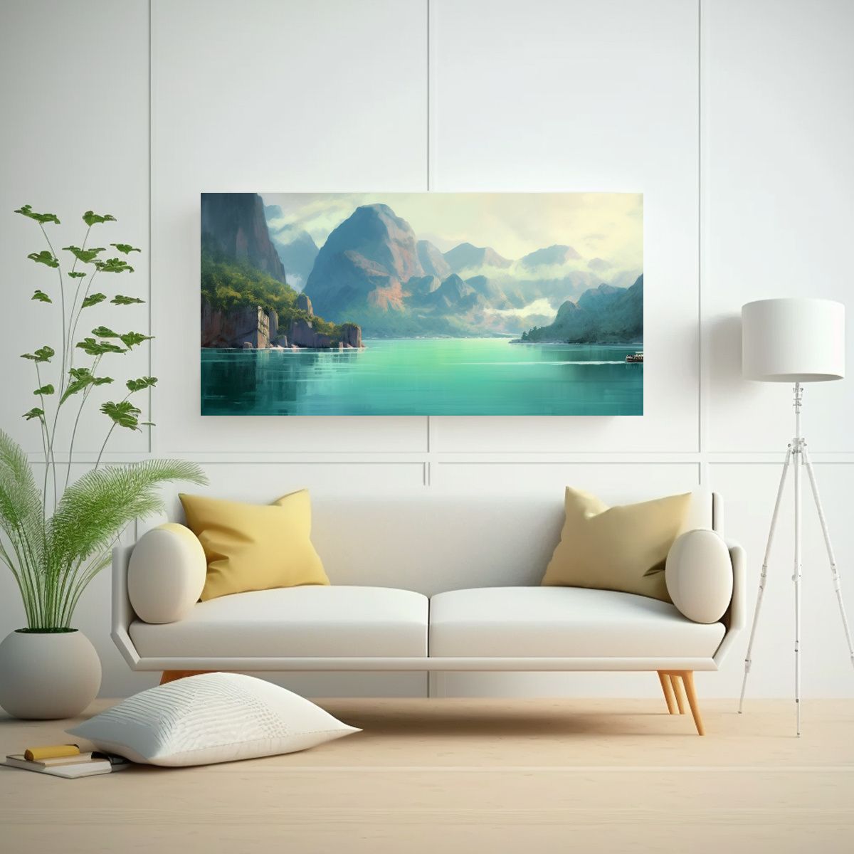 GENERICO - Pinturas De Paisajes Con Montañas Y Agua 80x40 Cm
