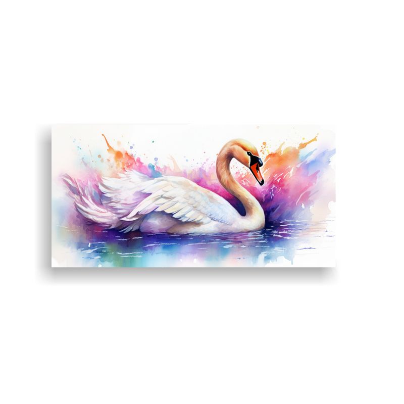 GENERICO - Cuadro Tela Bastidor Madera Cisne Acuarela 100x50 Cm