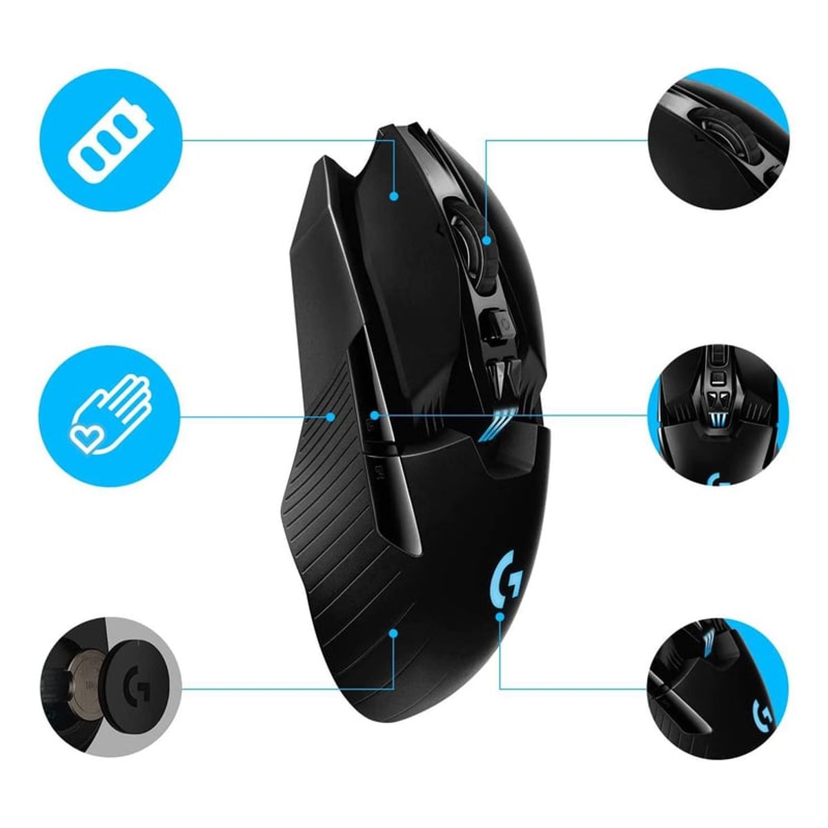 LOGITECH - MOUSE GAMER LOGITECH G903 INALAMBRICO LIGHTSPEED-Negro