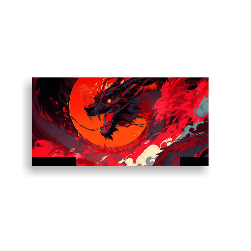 GENERICO - Pintura Decorativa Linda A Dragón En Rojo 100x50 Cm