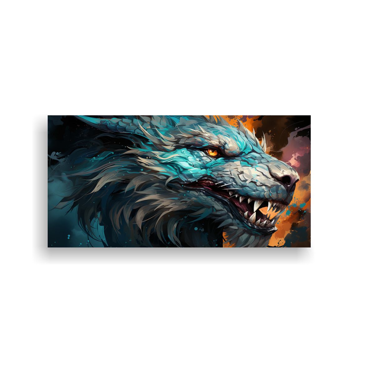 GENERICO - Pintura En Bastidor Brillante De Dragón En 100x50 Cm