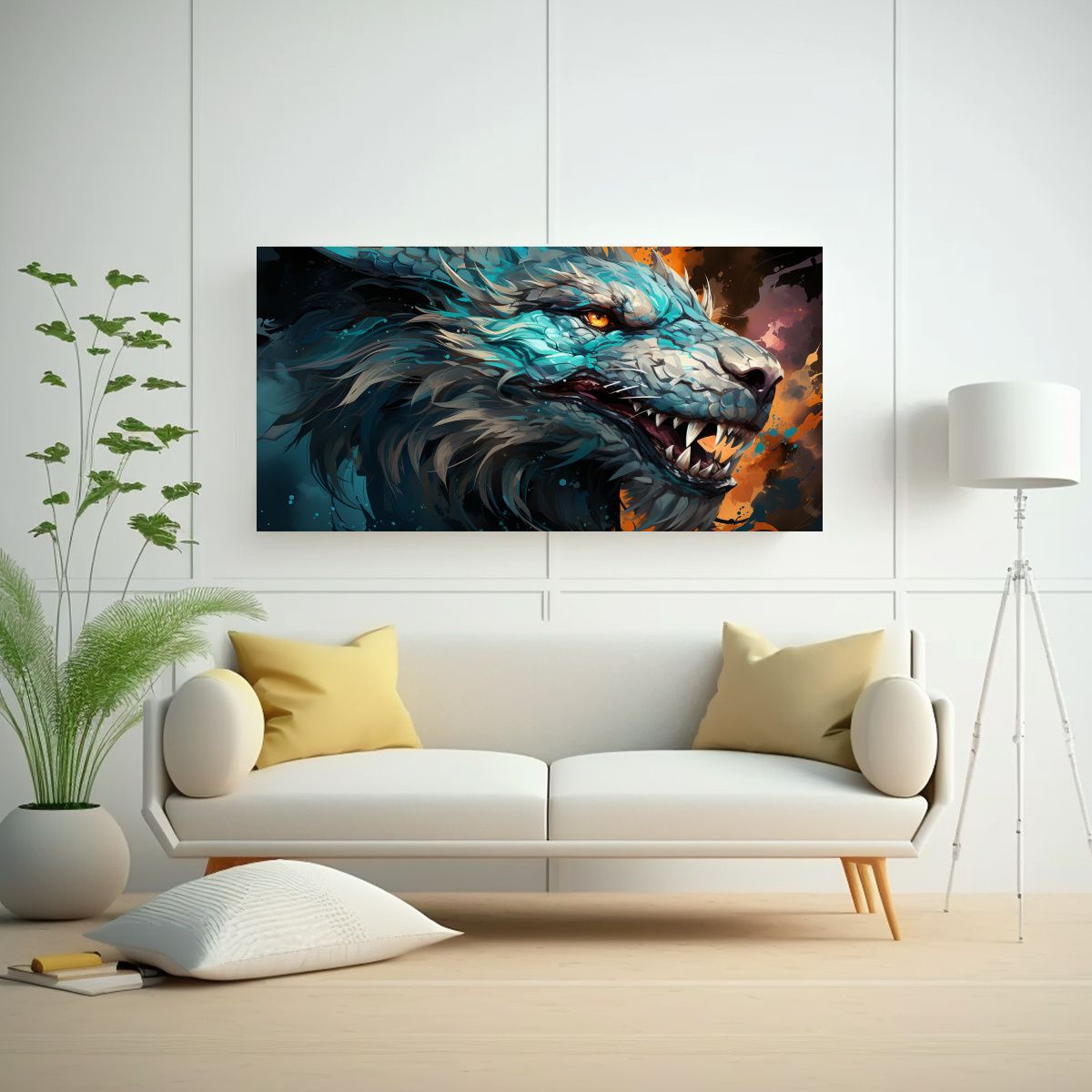 GENERICO - Pintura En Bastidor Brillante De Dragón En 100x50 Cm